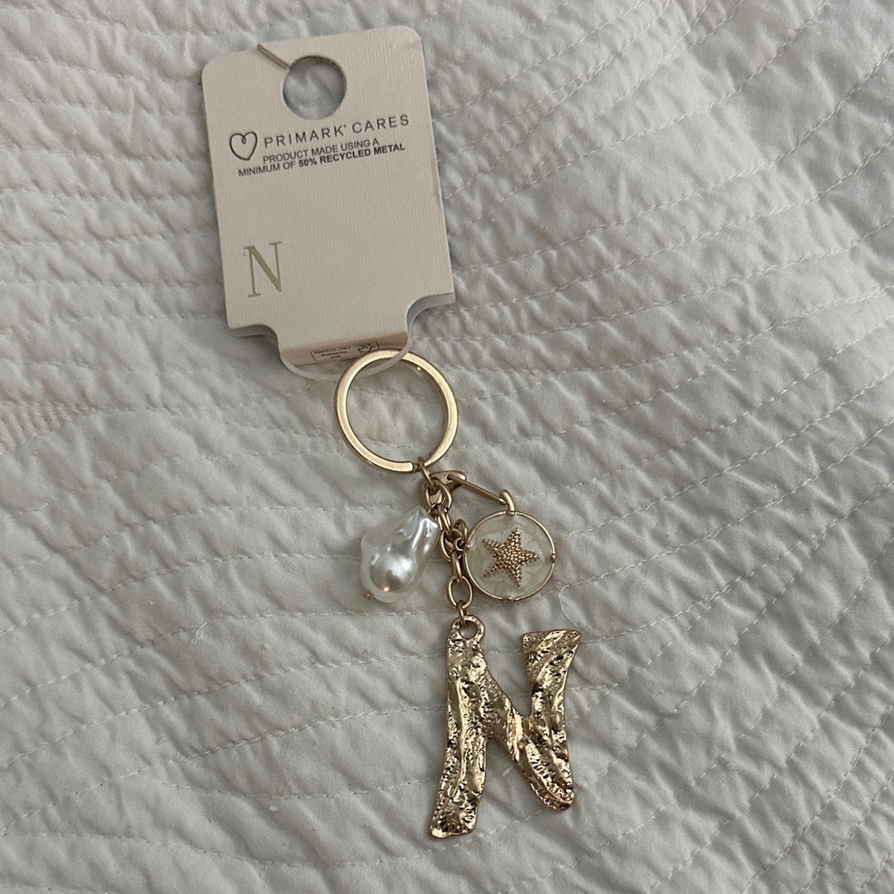 Primark Gold 'N' Keychain /Bag Charm with Pearl and Star